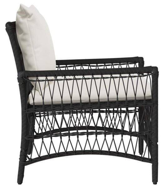 Krzesło ogrodowe z poduszką czarny 73 x 61 x 77 cm polirattan