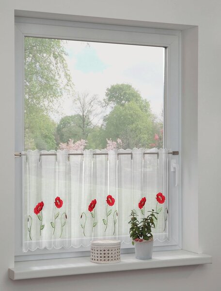 Biała firanka 155x45 cm Poppies – Sehlbach