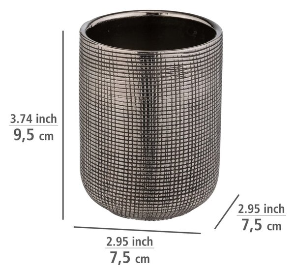 Ceramiczny kubek na szczoteczki do zębów w kolorze srebra Rivara – Wenko