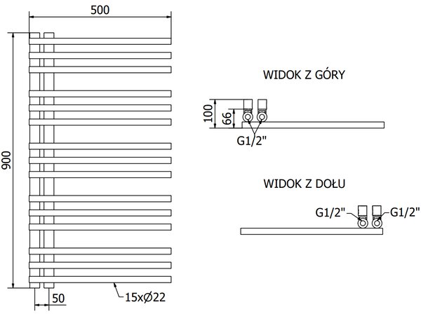 Mexen Neptun grzejnik łazienkowy 900 x 500 mm, 369 W, czarny - W101-0900-500-00-70