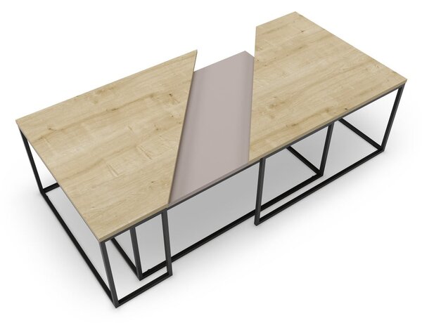 Stoliki z blatem w dekorze dębu zestaw 3 szt. 70x110 cm Titan – Marckeric