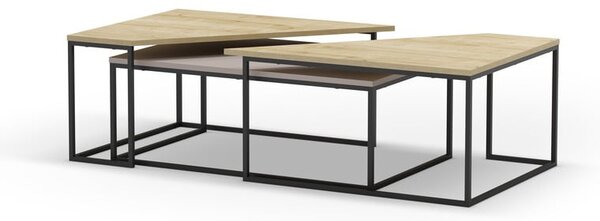 Stoliki z blatem w dekorze dębu zestaw 3 szt. 70x110 cm Titan – Marckeric
