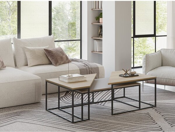 Stoliki z blatem w dekorze dębu zestaw 3 szt. 70x110 cm Titan – Marckeric