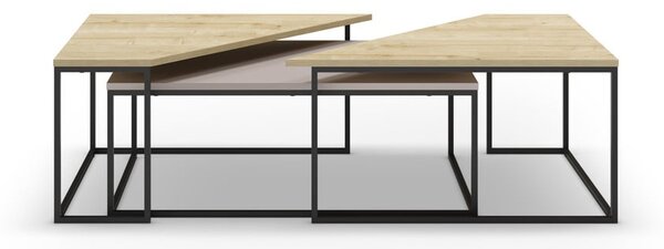 Stoliki z blatem w dekorze dębu zestaw 3 szt. 70x110 cm Titan – Marckeric