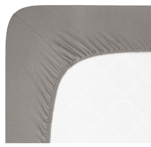 Ciemnoszare dżersejowe prześcieradło z gumką 90x200 cm Boxspring – Andrea Simone