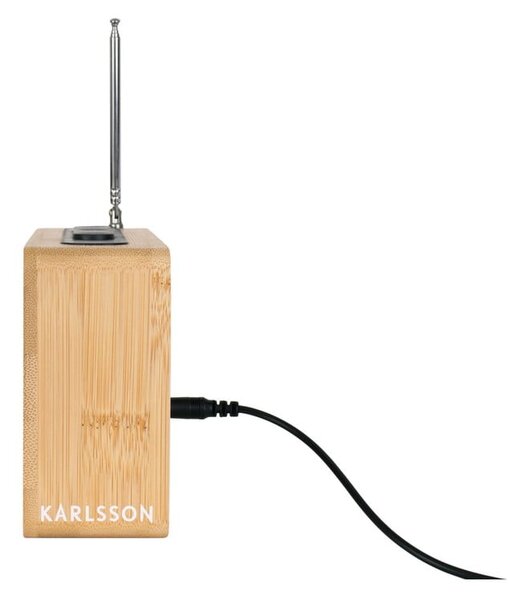 Bambusowy budzik z radiem Karlsson Retro