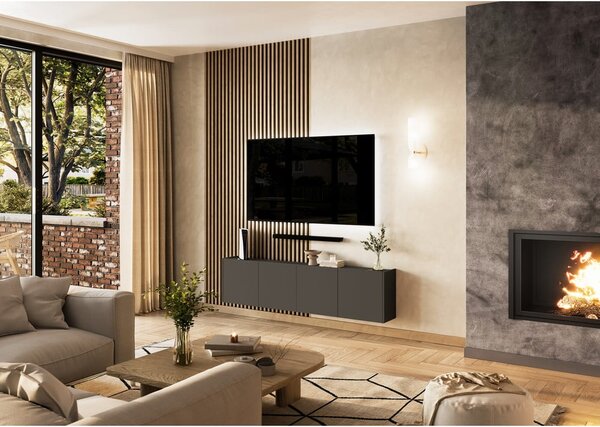 Antracytowa szafka pod TV 183x45 cm Piana – Germania