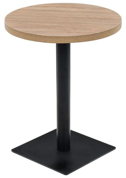 Stolik bistro z mdf, stalowa podstawa, 60x75 cm, kolor dębu