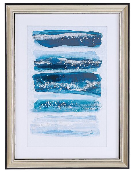 Obraz w ramce niebieski abstrakcyjny wygląd akwareli 30 x 40 cm Ferate Beliani