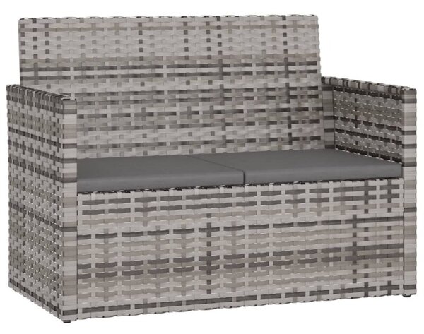Ławka ogrodowa z poduszkami, szara, 105 cm, polirattan
