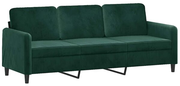 Sofa 3-osobowa, ciemnozielony, 180 cm, obita aksamitem