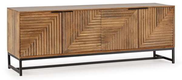 Szafka pod TV z litego drewna mango w naturalnym kolorze 160x58x40 cm Nereida – MOME