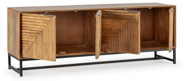 Szafka pod TV z litego drewna mango w naturalnym kolorze 160x58x40 cm Nereida – MOME