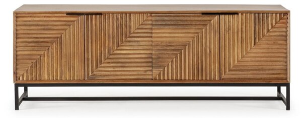 Szafka pod TV z litego drewna mango w naturalnym kolorze 160x58x40 cm Nereida – MOME