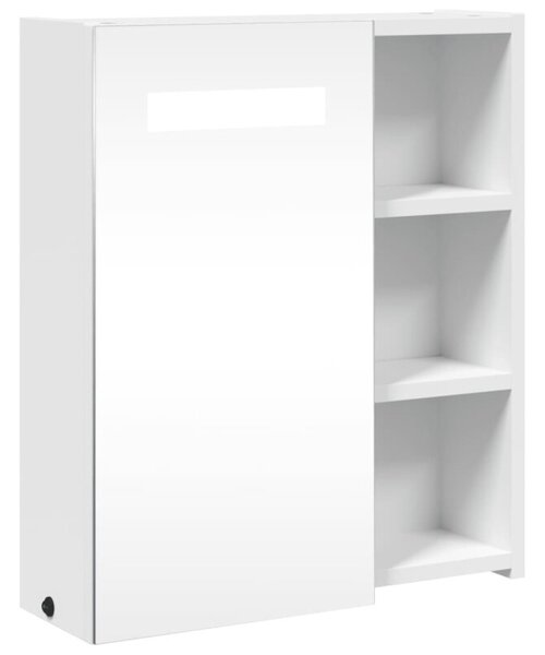 Szafka łazienkowa z lustrem i LED, biała, 45x13x52 cm