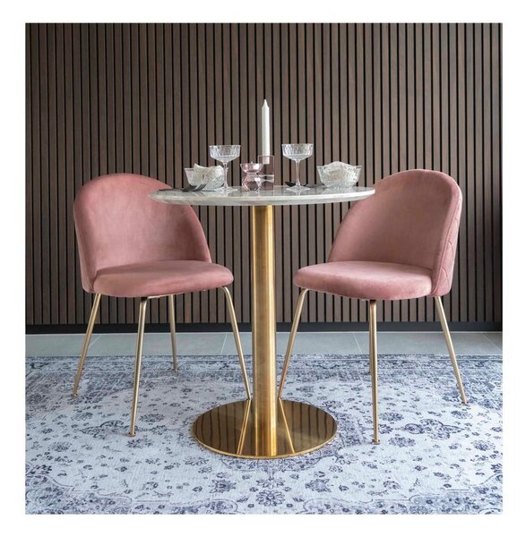 Okrągły stół z blatem w dekorze marmuru ø 70 cm Bolzano – House Nordic