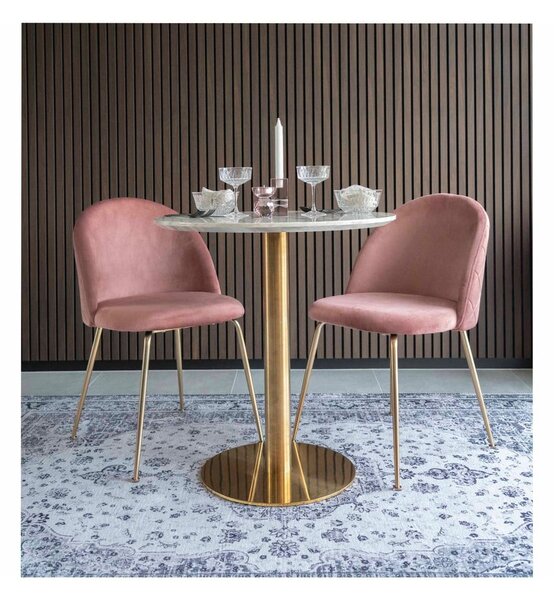 Okrągły stół z blatem w dekorze marmuru ø 70 cm Bolzano – House Nordic