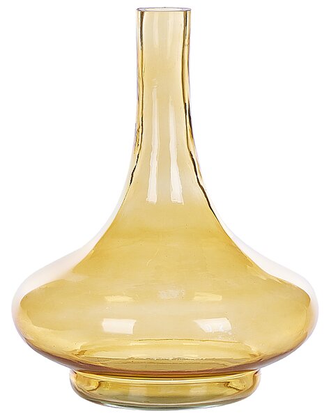 Wazon ozdobny butelka dekoracyjny ze szkła barwionego 30 cm żółty Paneer Beliani