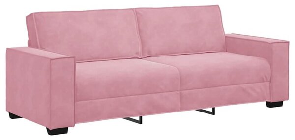 Sofa 3-osobowa, rÃ³Å¼owa, 220x78x84 cm, obita aksamitem