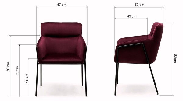 PROMOCJA Burgundzkie designerskie krzesło do jadalni HELSINKI VELVET II. jakość