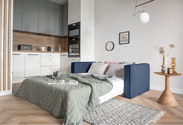 Ciemnoniebieska rozkładana sofa 168 cm Lucky Lucy – Miuform