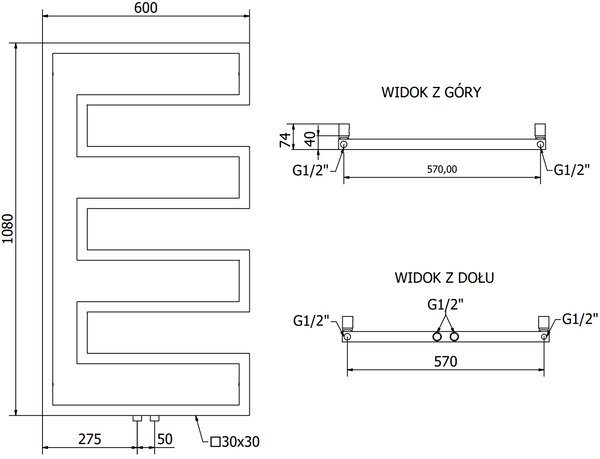 Mexen Floryda grzejnik dekoracyjny 1080 x 600 mm, 358 W, biały - W206-1080-600-00-20