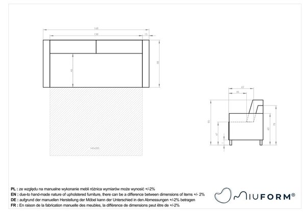 Ciemnoniebieska rozkładana sofa 168 cm Lucky Lucy – Miuform