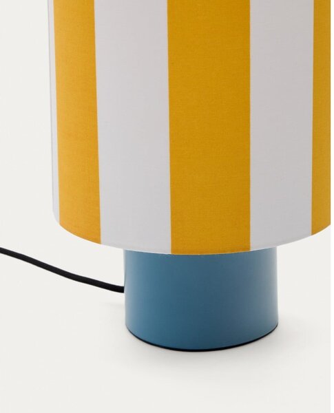 Żółto-niebieska lampa stołowa z tekstylnym kloszem (wysokość 25 cm) Ciral – Kave Home