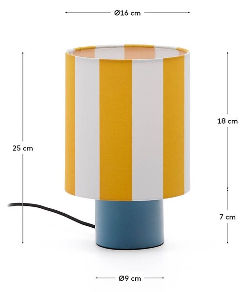 Żółto-niebieska lampa stołowa z tekstylnym kloszem (wysokość 25 cm) Ciral – Kave Home
