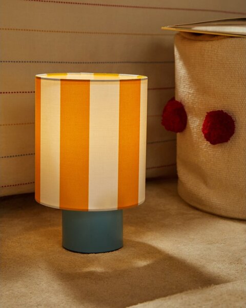 Żółto-niebieska lampa stołowa z tekstylnym kloszem (wysokość 25 cm) Ciral – Kave Home