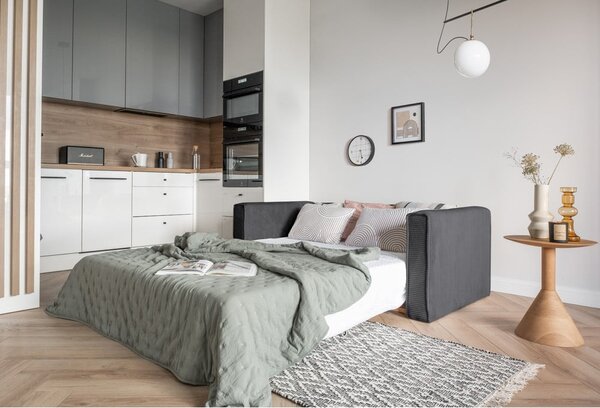 Ciemnoszara rozkładana sofa 168 cm Lucky Lucy – Miuform