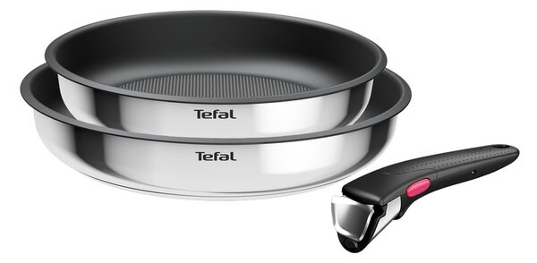 Patelnie zestaw 2 szt. z powłoką nieprzywierającą/z odpinaną rączką ze stali nierdzewnej ø 26 cm INGENIO Cook Eat L8813S75 – Tefal
