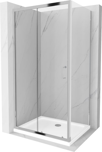 Mexen Apia kabina prysznicowa rozsuwana 120 x 80 cm, transparent, chrom + brodzik Flat - 840-120-080-01-00-4010