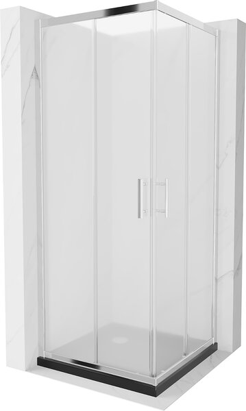 Mexen Rio kabina prysznicowa kwadratowa 90 x 90 cm, szron, chrom + brodzik Flat, czarny - 860-090-090-01-30-4070