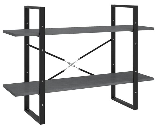 Regał na książki, 2 półki, szary, 100x30x70 cm, drewno sosnowe