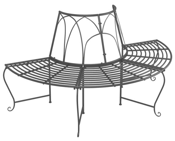 Ławka pod drzewo, półokrągła, Ø159 cm, czarna, stalowa