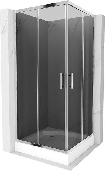 Mexen Rio kabina prysznicowa kwadratowa 90 x 90 cm, grafit, chrom + brodzik Rio, biały - 860-090-090-01-40-4510