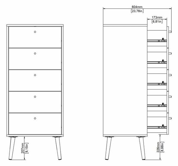 Antracytowa wysoka komoda 50x120 cm Bodo – Tvilum