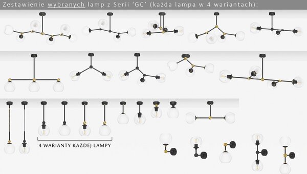 Czarna niska sufitowa lampa GC-S2K