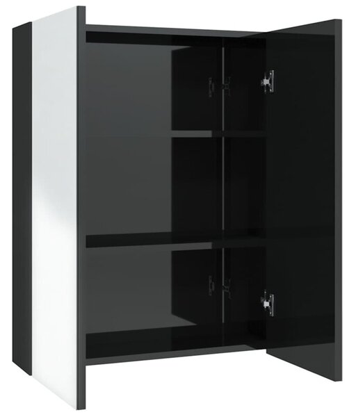 Szafka łazienkowa z lustrem 60x15x75 cm, mdf, czerń z połyskiem