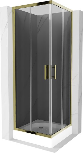 Mexen Rio kabina prysznicowa kwadratowa 70 x 70 cm, grafit, złota + brodzik Rio, biały - 860-070-070-50-40-4510