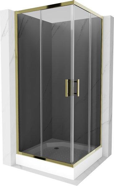Mexen Rio kabina prysznicowa kwadratowa 90 x 90 cm, grafit, złota + brodzik Rio, biały - 860-090-090-50-40-4510