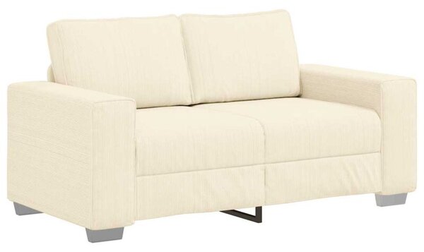 Sofa dwuosobowa kremowa 160x77x82 cm tkanina sztruksowa