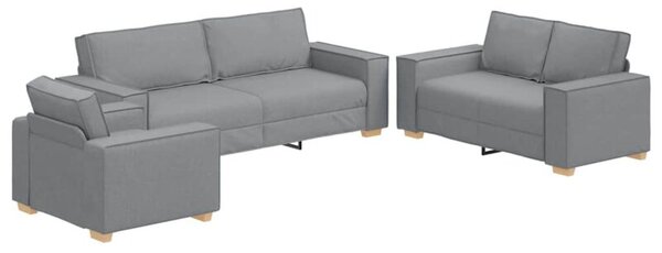 Sofa 3 szt. jasnoszary tkanina lniana