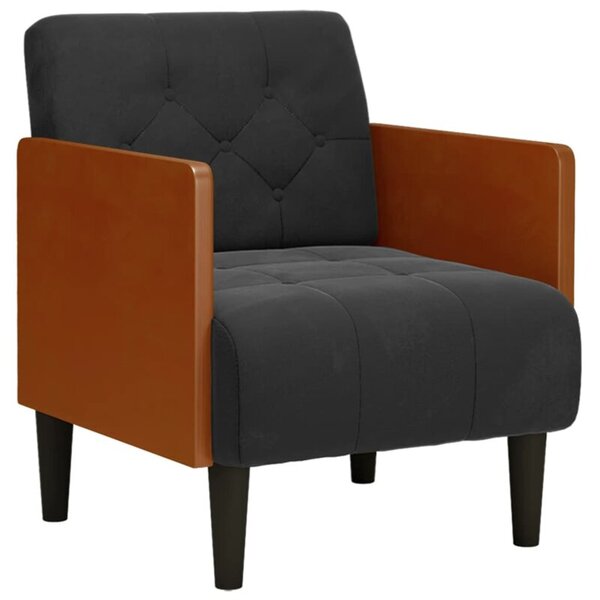 Sofa fotel z podÅokietnikami czarny 55 cm aksamit