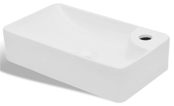 Ceramiczna umywalka z otworem na kran, biała