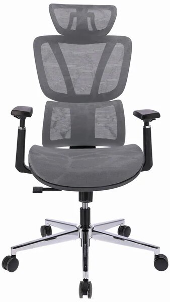 Szare ergonomiczne krzesło biurowe z zagłówkiem M2-T70