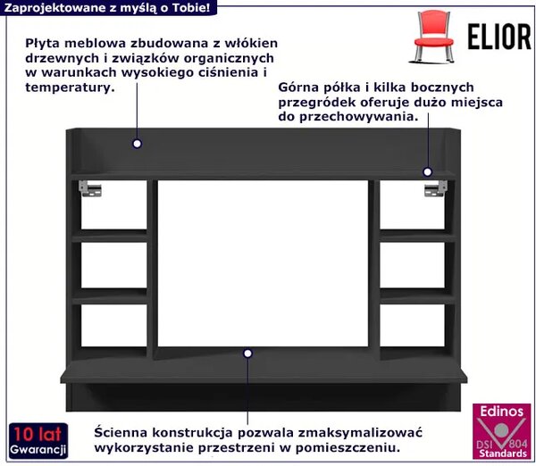 Minimalistyczne czarne ścienne biurko Z4-P37