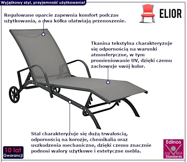 Leżak ogrodowy na dwóch kółkach K4-E63