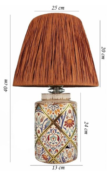 Lampa stołowa w kolorze terakoty z kloszem plecionki papierowej (wysokość 40 cm) Alev – Opviq lights